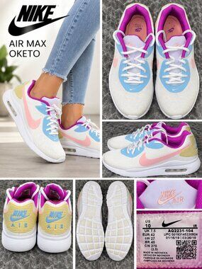 Nike Air Max Oketo Women’s 10 White Pink Blue Purple Sneakers AQ2231-104
